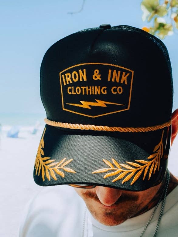 New custom "Captains" SnapBack hat- black for wholesale by Iron And Ink Clothing Co