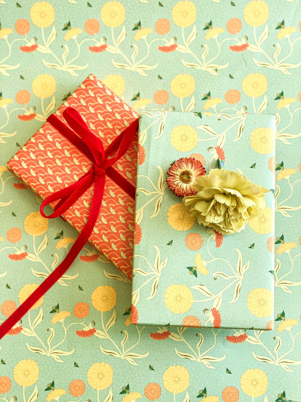 re:mused studio - Wholesale Flat Wrap - Calendula Gift Wrap Sheet-Double Sided4