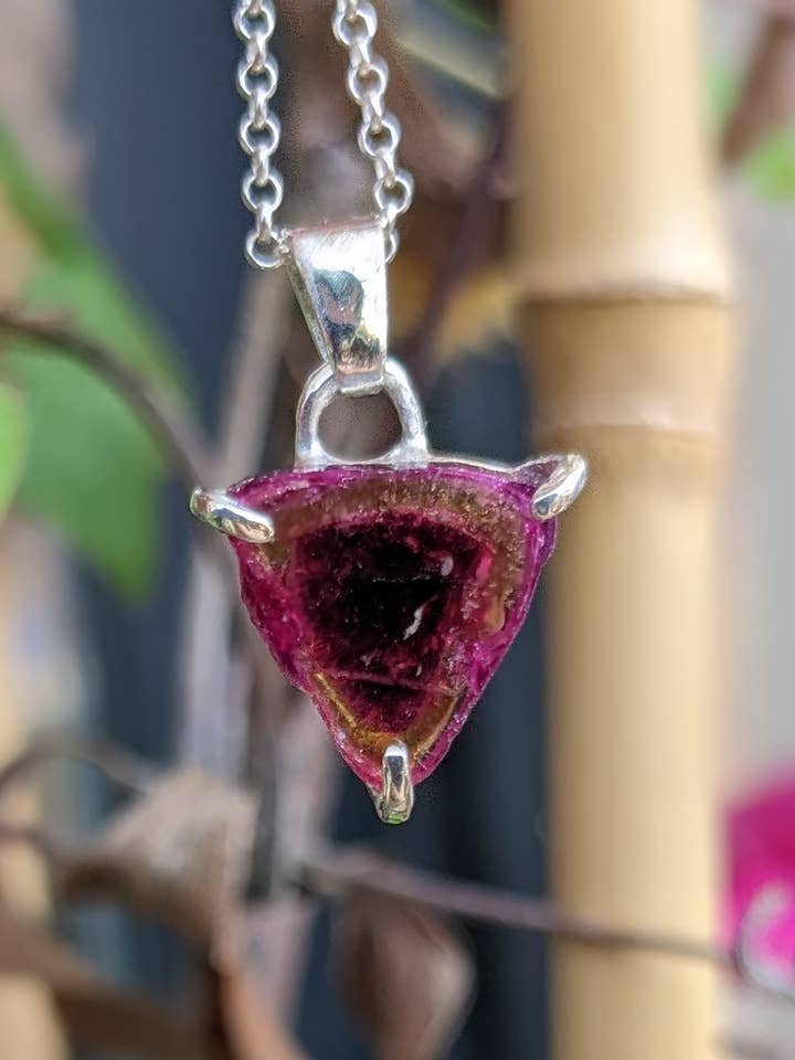 Tourmaline Slice And Sterling Silver Pendant for wholesale by Le Tourbillon Minéral