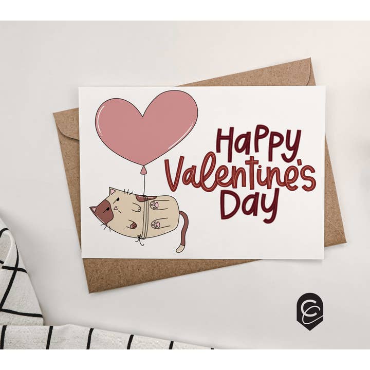 Valentine’s Day Cat Card for wholesale by Curiously Cursive