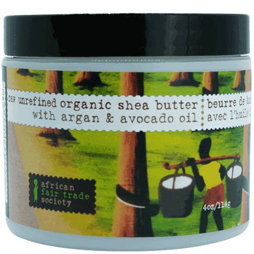 100% pure raw Organic Shea Butter with Argan & Avocado Oil unscented- 4oz / 113 grams / size -sk-1390 for wholesale by African Fair Trade Society