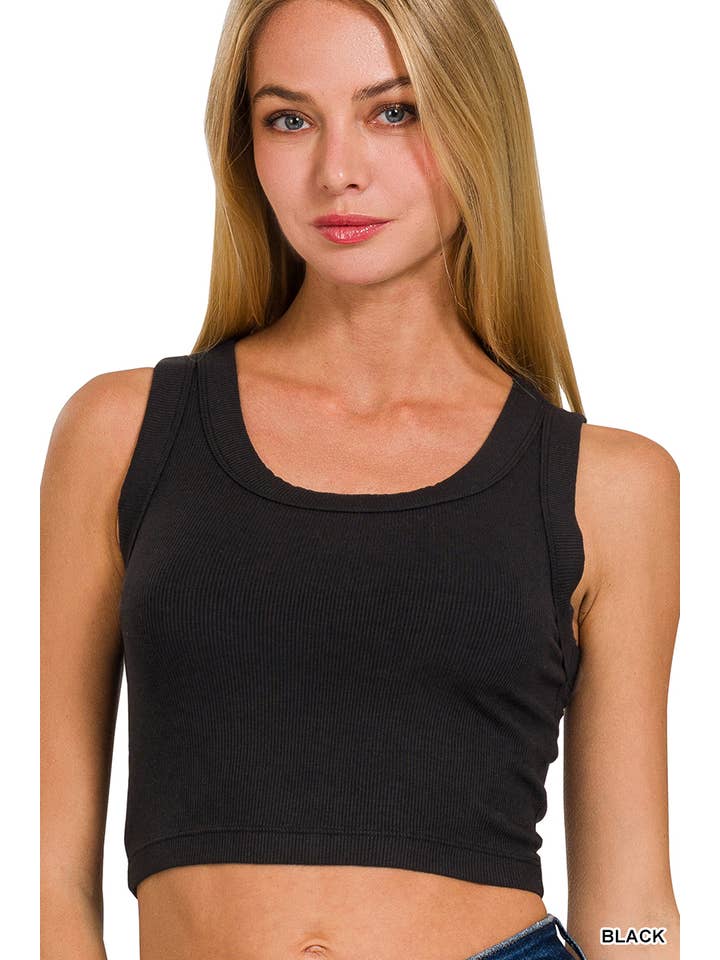 42POPS - Wholesale Tank top – Women′s - `.RIBBED SCOOP NECK CROPPED TANK TOP