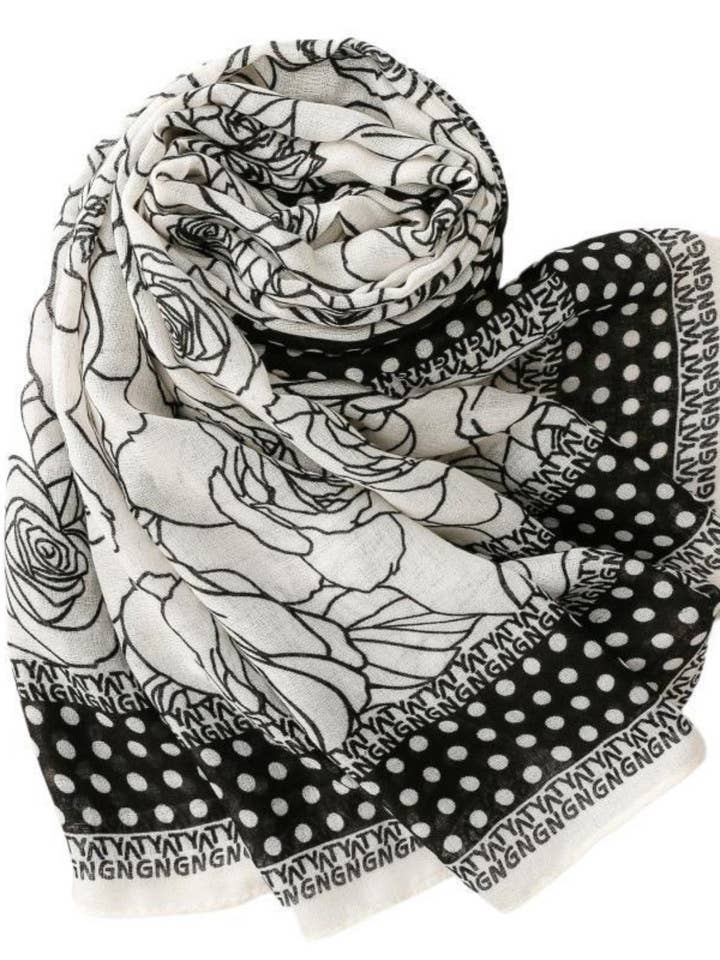 Scarvii - Vintage Dot & Floral Print Scarf - Elegant & Chic for wholesale by Funkyrel® Atzbranding Limited