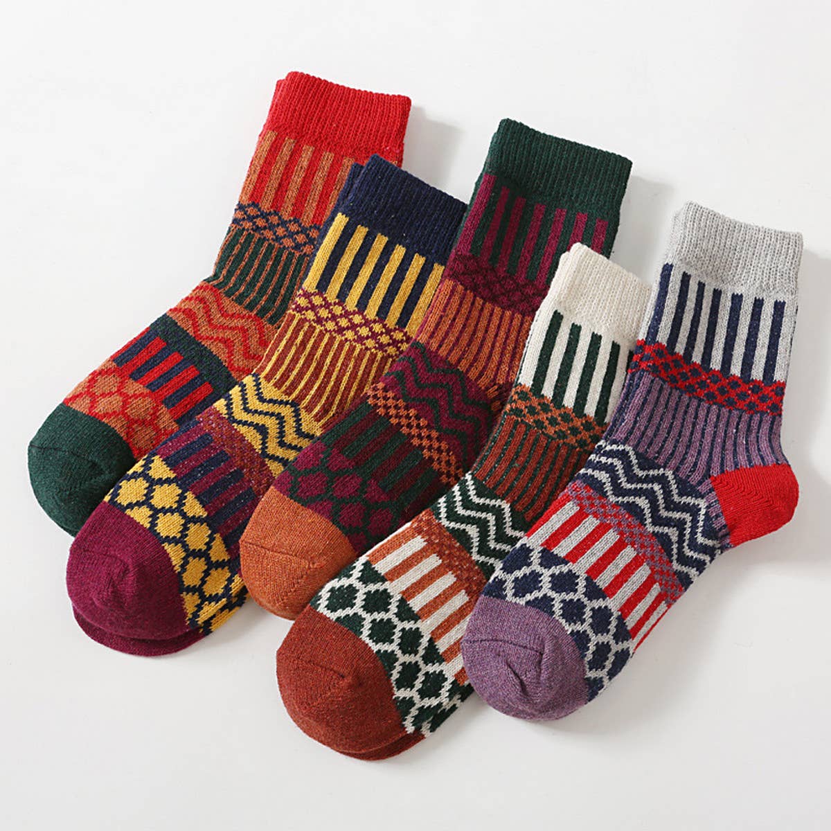 ACCITY - Wholesale Socks - Women's - WOMEN VERTICAL STRIPED SOCKS 5 PAIRS PER PACK_CWMS06967