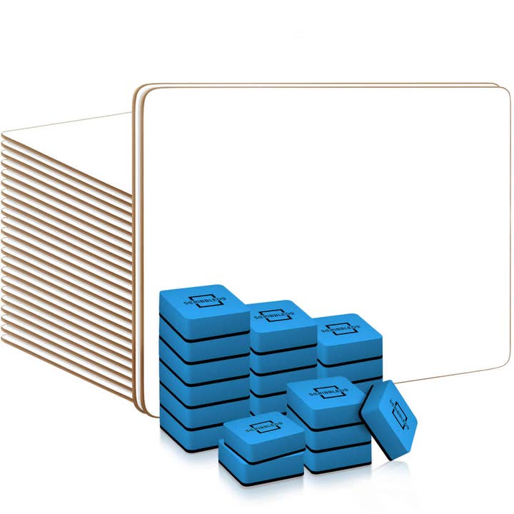 24 Pack 9x12" Blank Whiteboards with Erasers for wholesale by Scribbledo