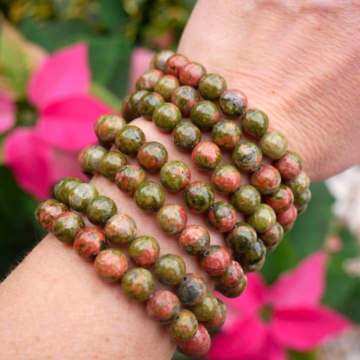 Unakite Beaded Bracelets 8mm for wholesale by The Healing Sanctuary