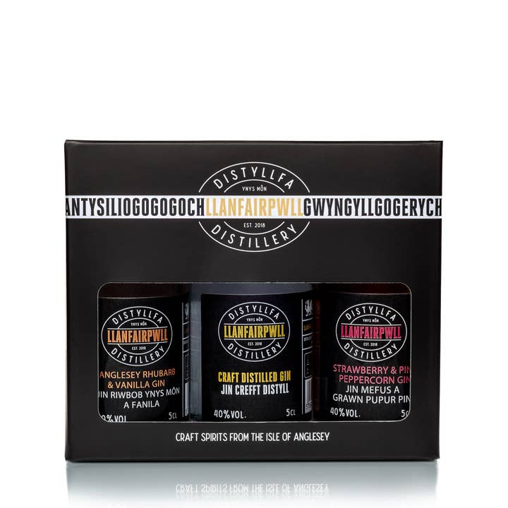 Llanfairpwll Distillery – wholesale Gin – Llanfairpwll Distillery Gin Miniatures Gift Pack (3 x 50ml)1