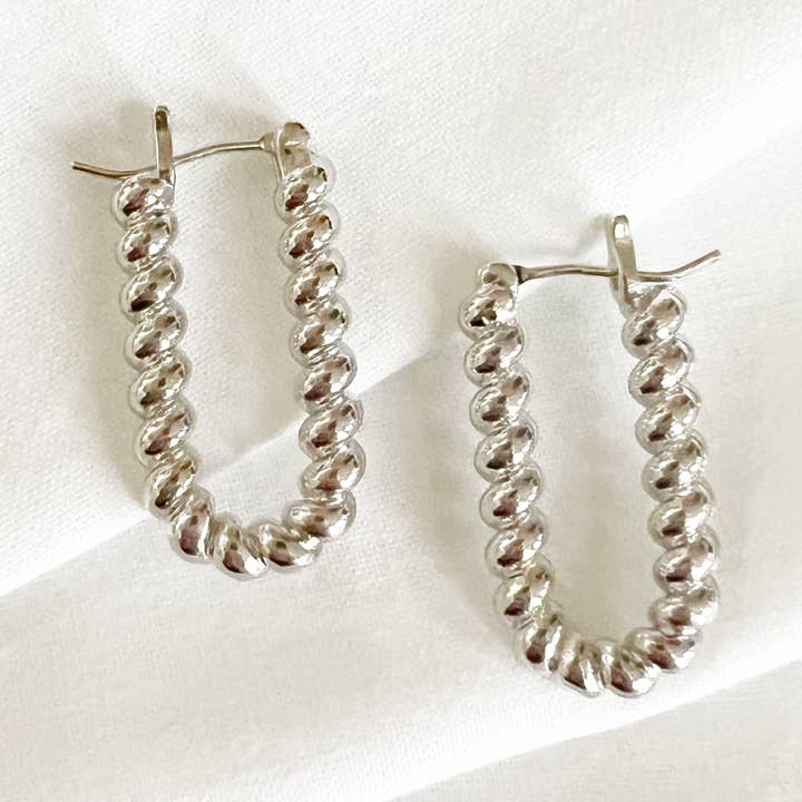 True by Kristy Jewelry - Wholesale Hoop Earrings - Dockside Croissant Hoops Earrings Silver White Gold Filled0