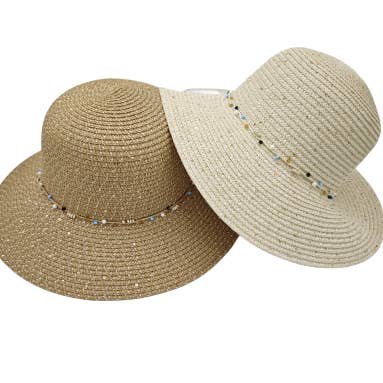 Samba de roda - Wholesale Straw Hat - Women's - Set of 4 straw-look hats with beads and sequins