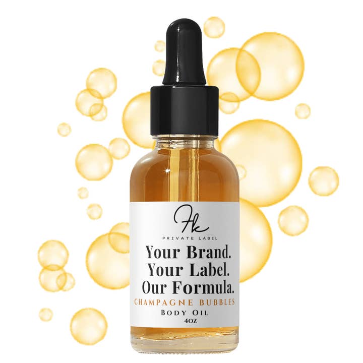 Óleo Corporal Bolhas de Champanhe por atacado de FK Private Label Labs