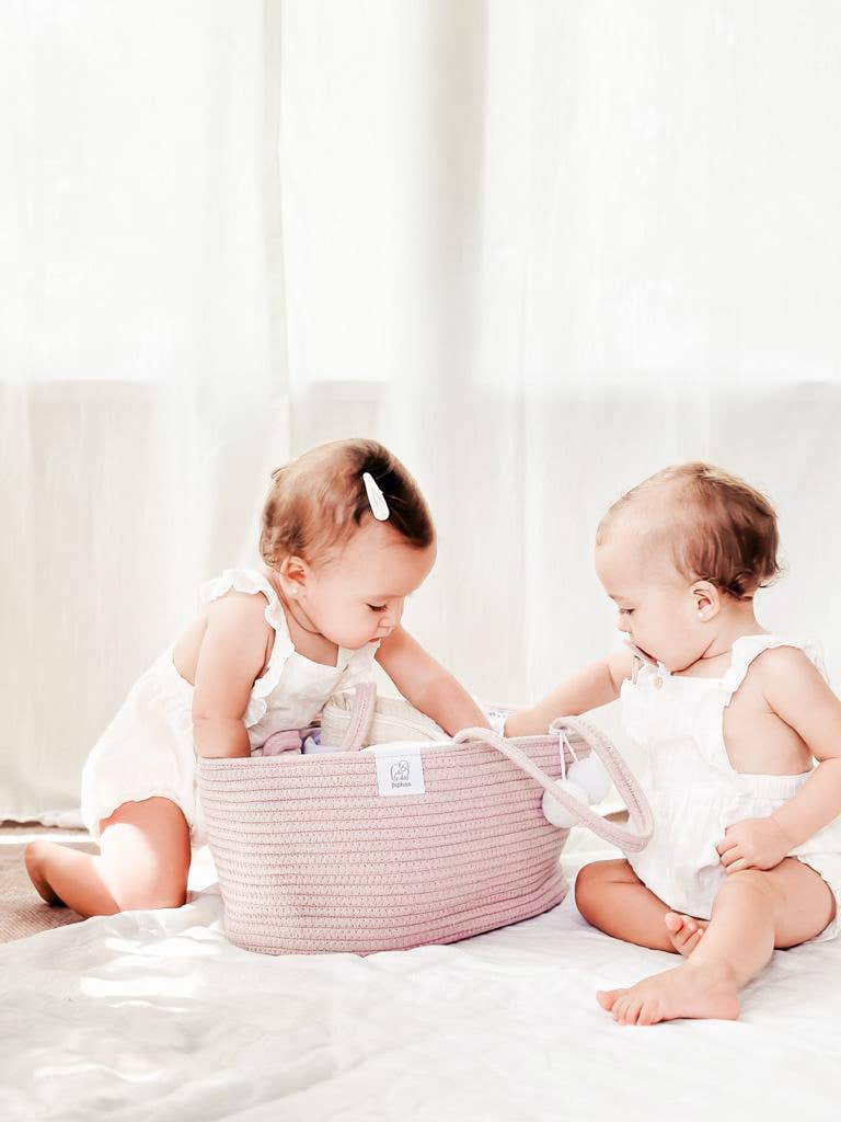 Fephas - Wholesale Diaper Caddy - Baby - Rope Diaper Caddy- Vintage Rose2