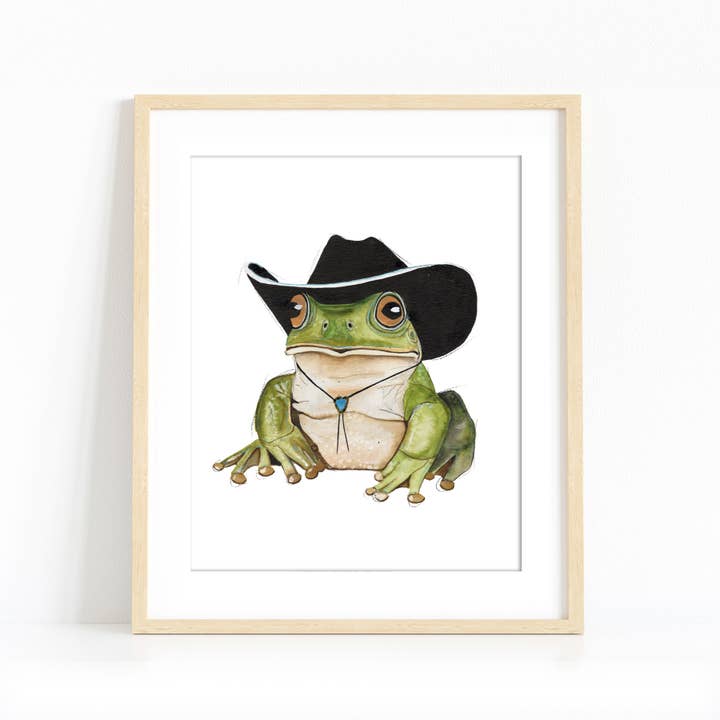 "Rodeo Frog" for wholesale by Rachel Brown Art