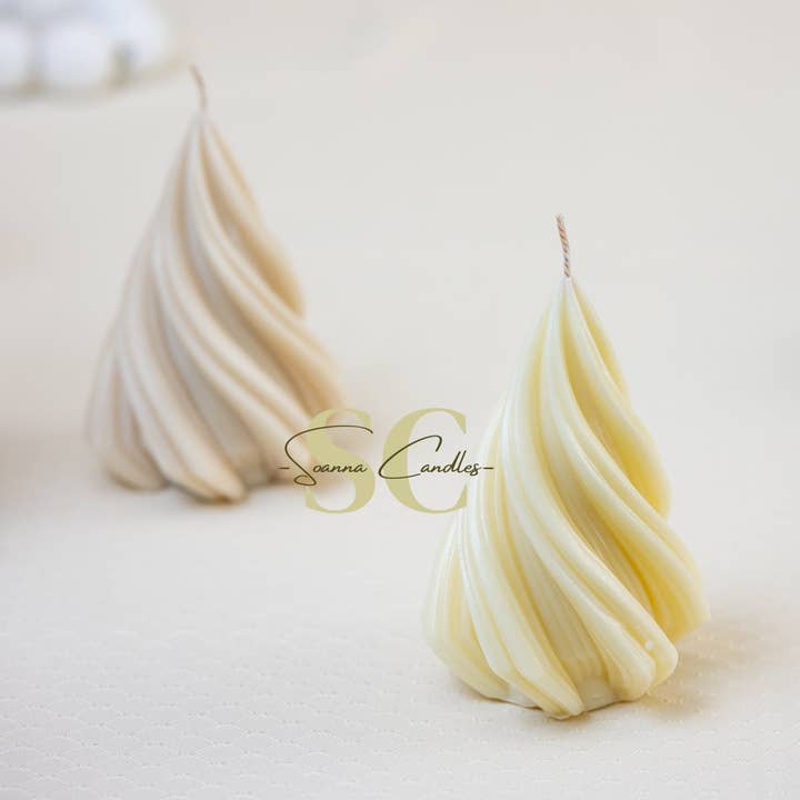 Swirl Cone Candle, Natural Soy wax, Coconut Soy Wax, Gender reveal, Birthday, wedding. for wholesale by Soanna Candle Co.