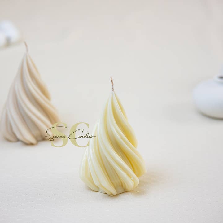 Swirl Cone Candle, natürliches Sojawachs, Kokos-Sojawachs, geschlechtsspezifisch, Geburtstag, Hochzeit. für den Großhandel von Soanna Candle Co.