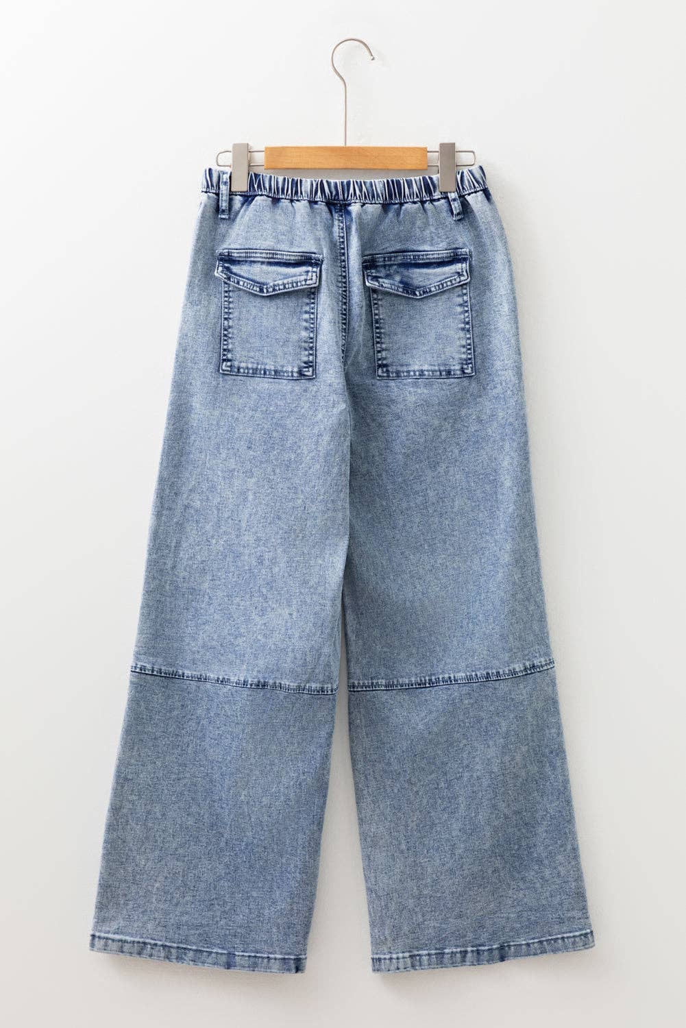 Ashleigh Blau Ashleigh Blue Acid Wash Jeans mit sichtbaren Nähten und Kordelzug in hoher Taille für den Großhandel auf Faire1