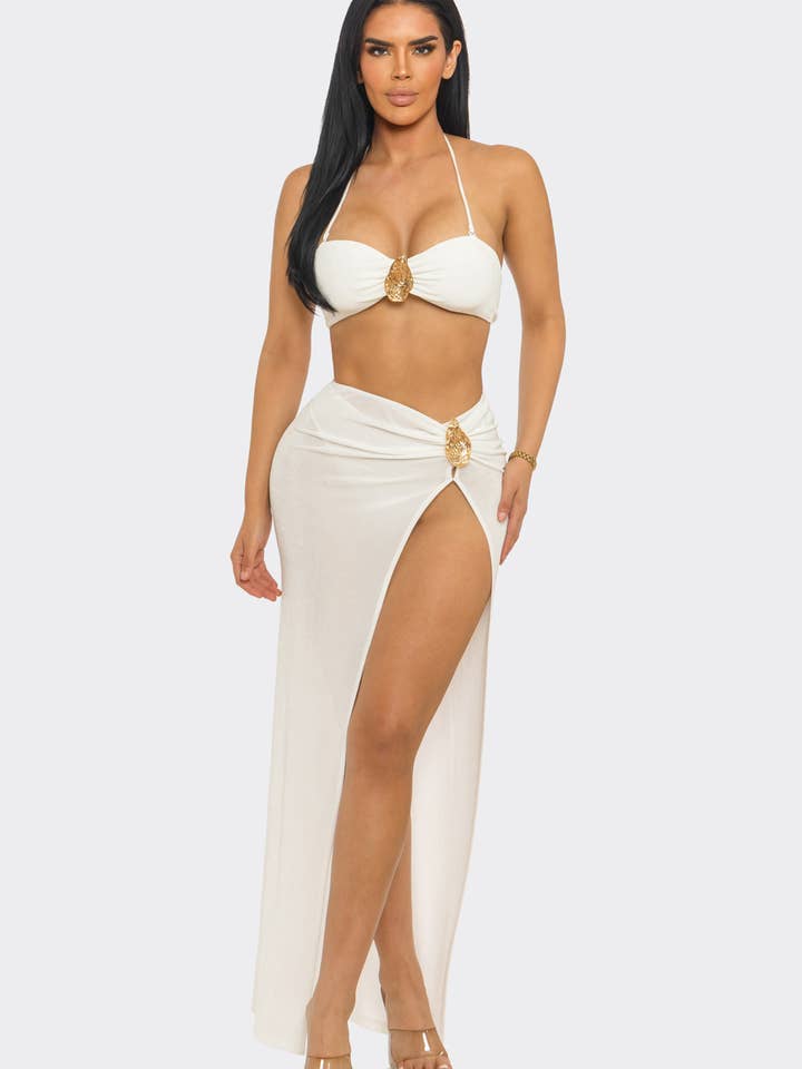 HCCTBD33362 & 2PC SET & SHORT TOP & HIGH-SLIT LONG DRESS for wholesale by BANJUL