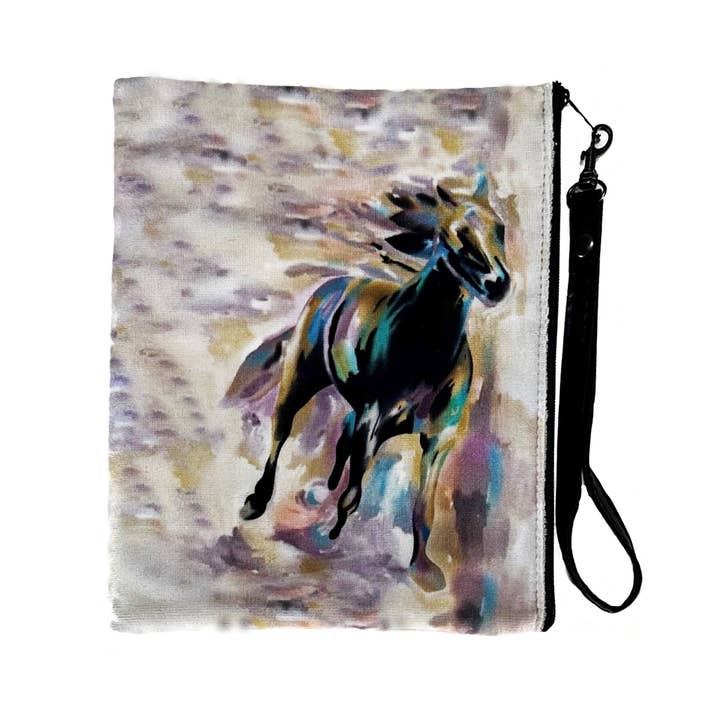 Wild Horse Rainbow Faux Suede Wristlet for wholesale by Blue Pacific