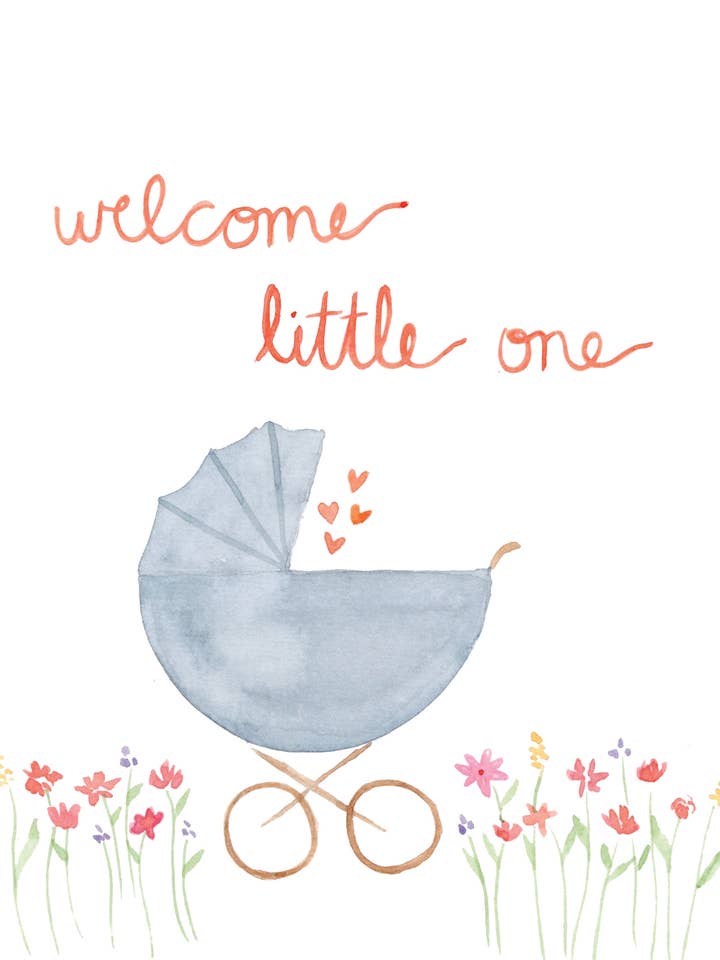 Baby-Kinderwagen Grußkarte für den Großhandel von Dori Boyce Art