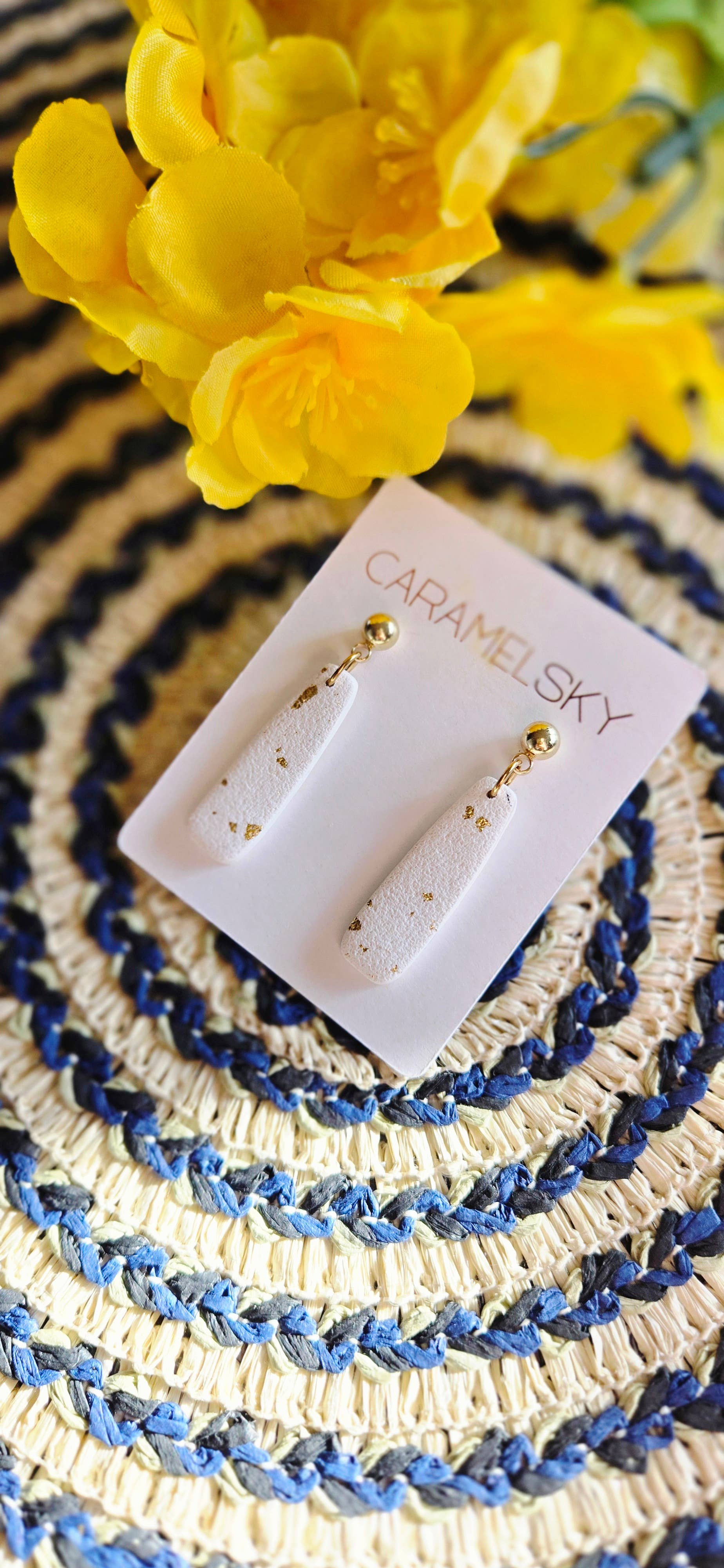 Caramel Sky - Wholesale Hangende/ronde oorbellen - Goudvlek Klei Oorbellen, Neutrale Zomer Sieraden3