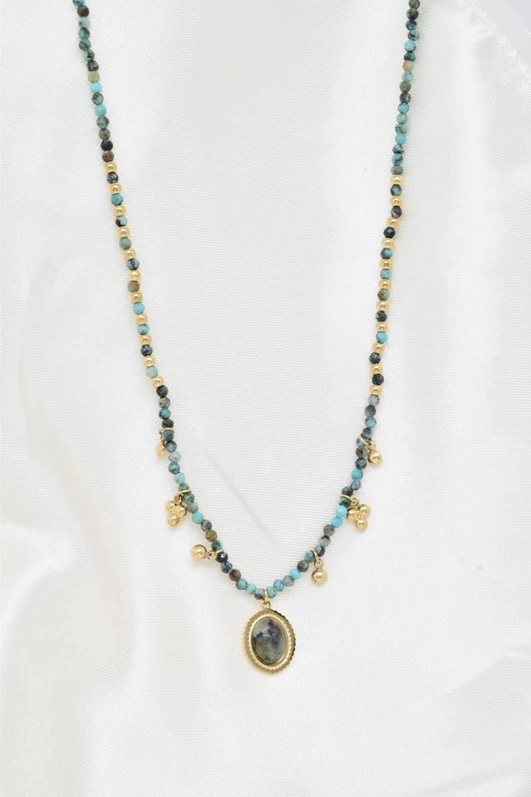 Kapyco - Wholesale Beaded/Pearl Necklace - Stainless steel natural stone necklace - BJ210219OR-VR2