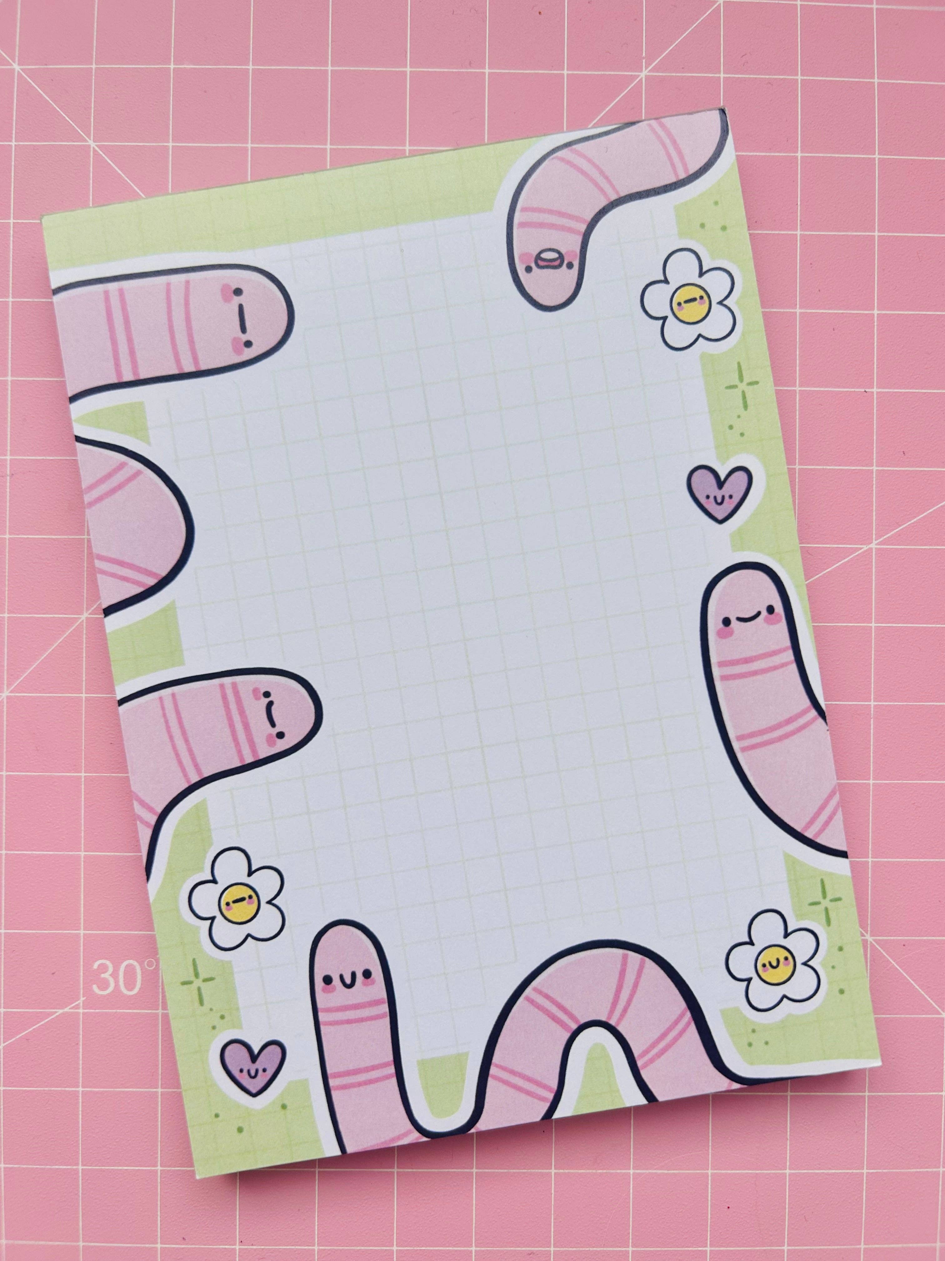 Kellylou – wholesale Notepad – Spring Worms A6 Notepad1