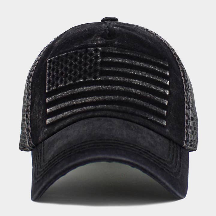 Sensibling Corp. - Wholesale Trucker Hat - Unisex - American USA Flag Patch Pointed Mesh Back Trucker Hat3