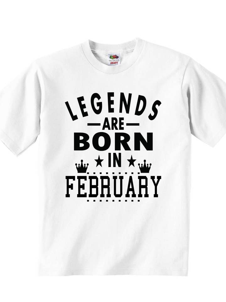 Las leyendas nacen en febrero - Camisetas para bebés para venta al por mayor de Little Ratbag