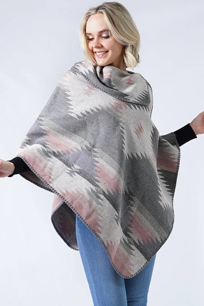 Hana - Wholesale Poncho - Women's - Western Pattern Poncho0