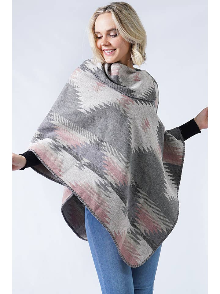 Hana - Wholesale Poncho - Women's - Western Pattern Poncho