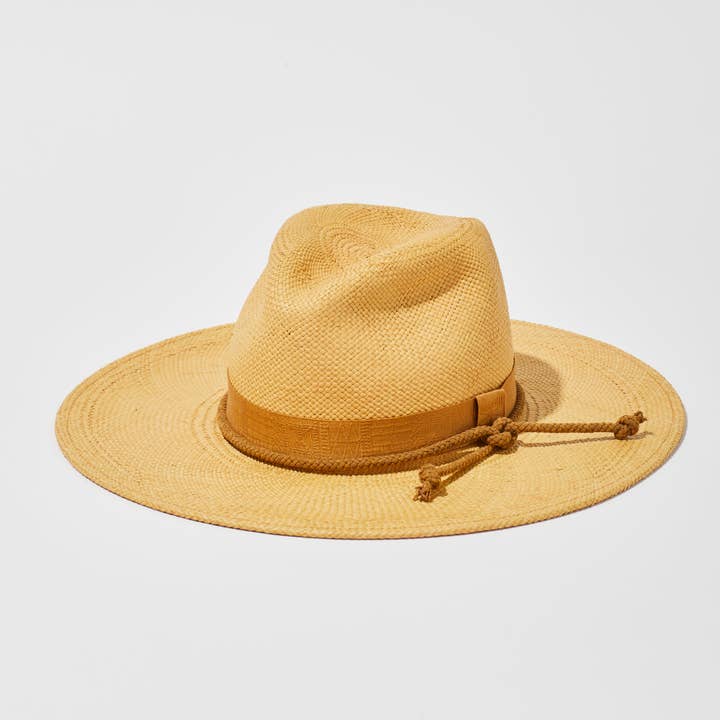 The Straw Classic | Toasted Yellow w/ Ribbon & Suede for wholesale by HEADS OF STATE HAT CO.