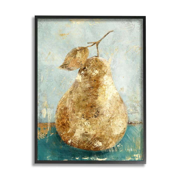 Stupell Industries - Venta al por mayor Pintura/dibujo - Pintura de comida con textura verde pera dorada enmarcada