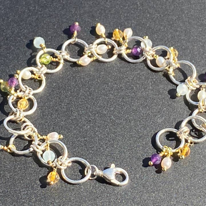 Circle Link Gem Drop Bracelet for wholesale by Tonya Butcher Designs