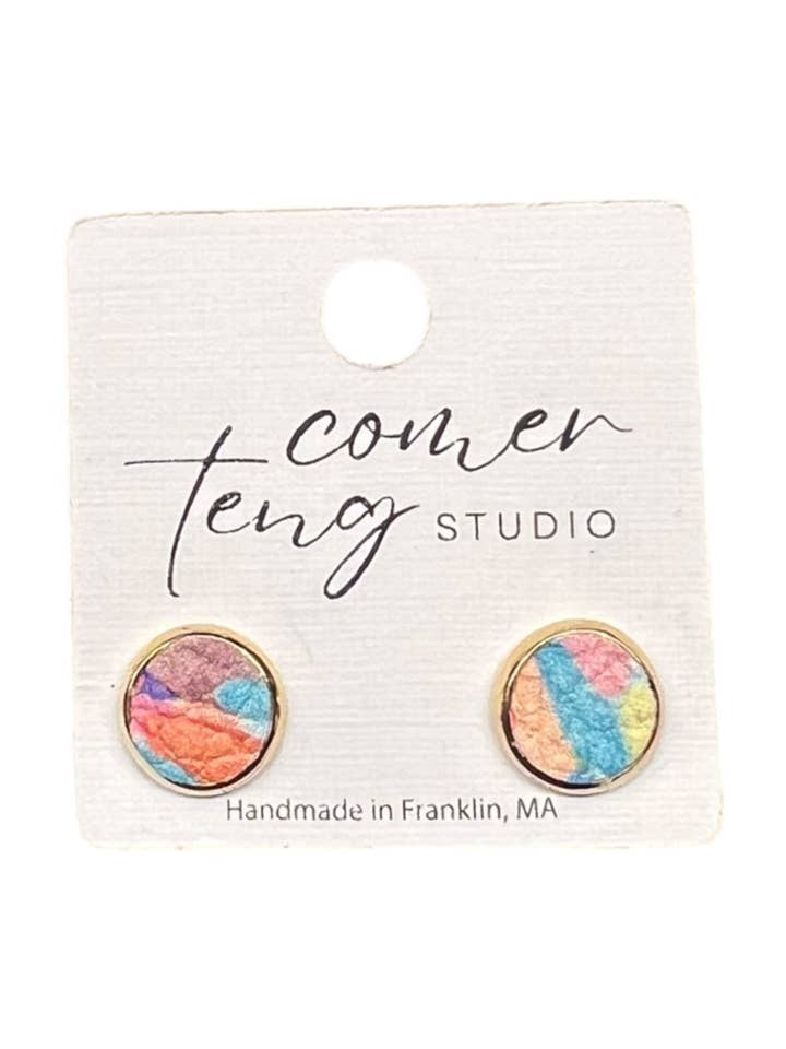 Paint Splash Leather Stud Earrings for wholesale by Comer Teng Studio