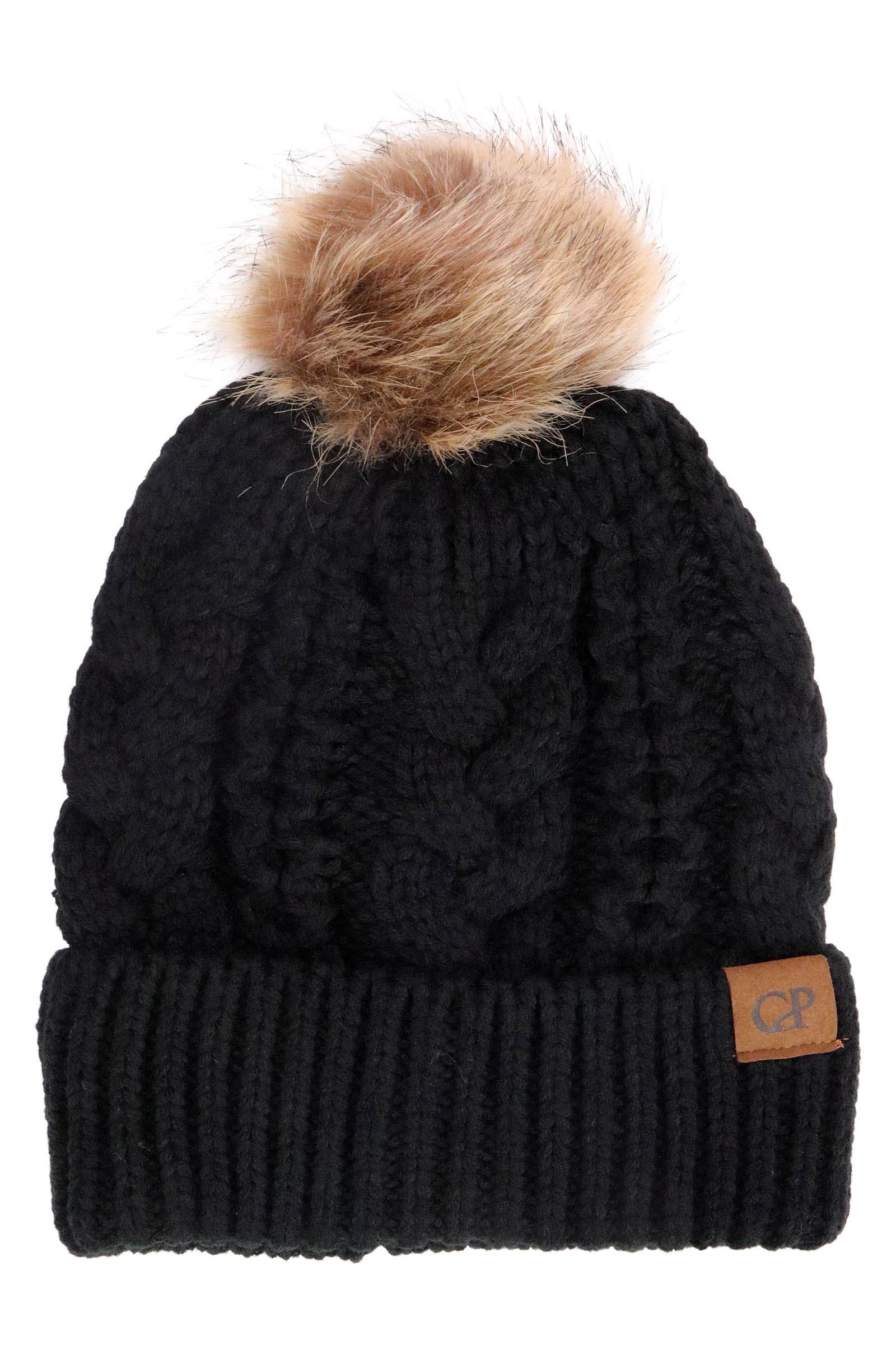 SORTIERT Spiralkabel Gestrickte Zottelige Kunstpelz-Bommelmütze für den Großhandel auf Faire3