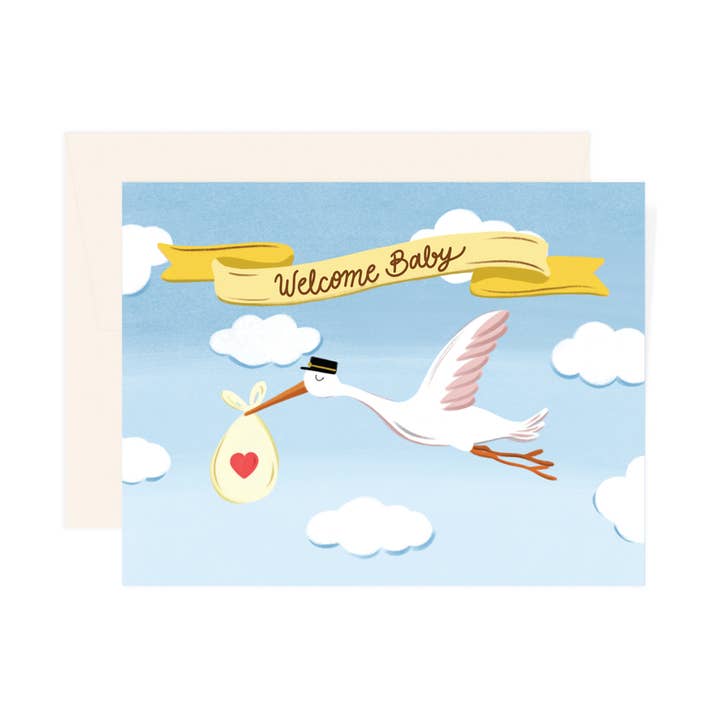Baby Stork Card for wholesale by Paige & Willow