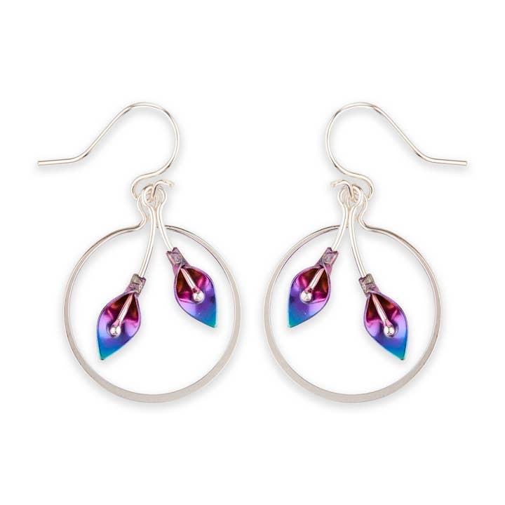 Calla Lily Wreath Dangle Earring for wholesale by Mark Steel Jewelry