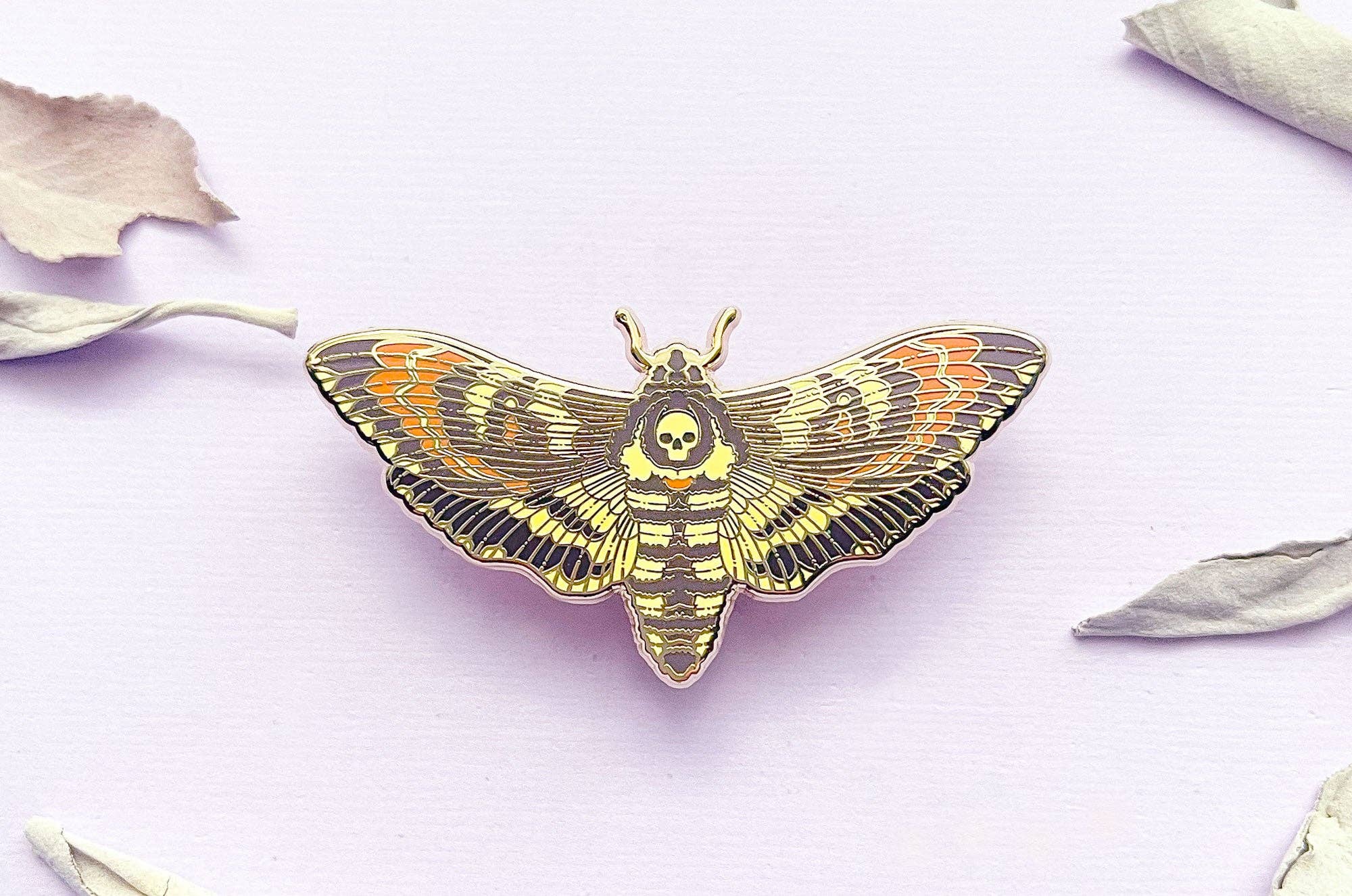 Alum and Ink - Wholesale Lapel Pin/Button - Death's Head Hawkmoth (Acherontia lachesis) Enamel Pin2