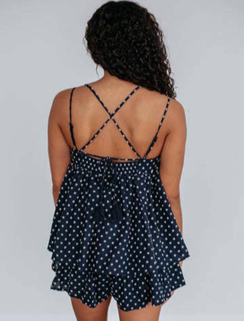 BLUE Floral Print Sleeveless Romper for Casual Outings for wholesale on Faire3