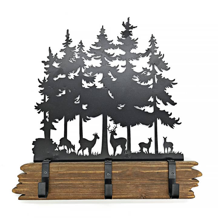 Deers Wooden and Metal Rack with Hook for wholesale by Boxman