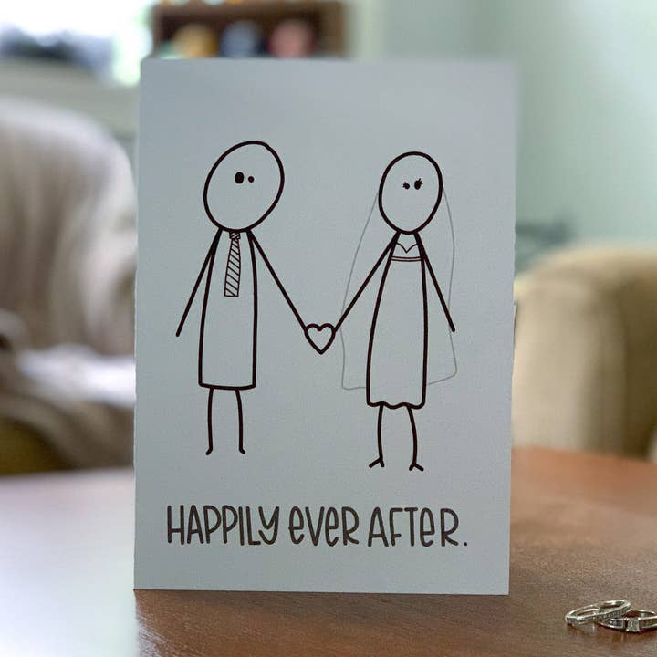 Handmade Happily Ever After Wedding Card - Stonedonut Design for wholesale by Stone Donut Design, LLC