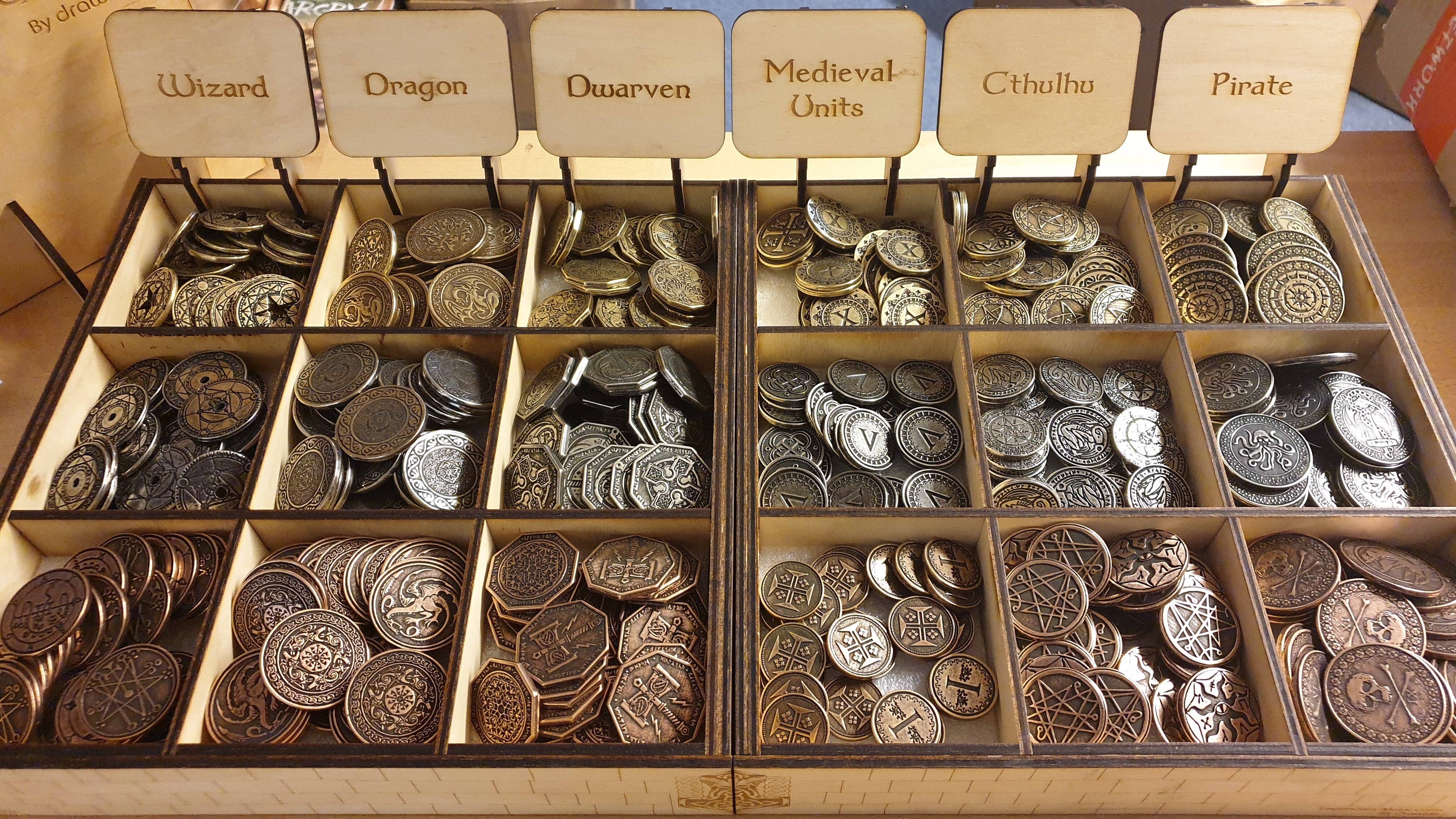 Drawlab Entertainment – wholesale Board game –  Legendary Retailer Stand - Metal coins for gaming3