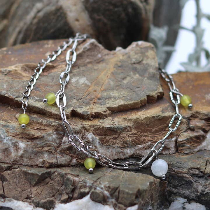 Bracelet “Set Me Free”, Gemstone, Moonstone, Yellow Jade for wholesale by Vai Collection