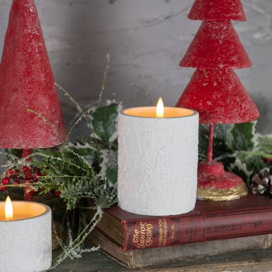 4.25" - 3D FLAME HOLIDAY EMBOSSED CANDLE for wholesale by Ragon House