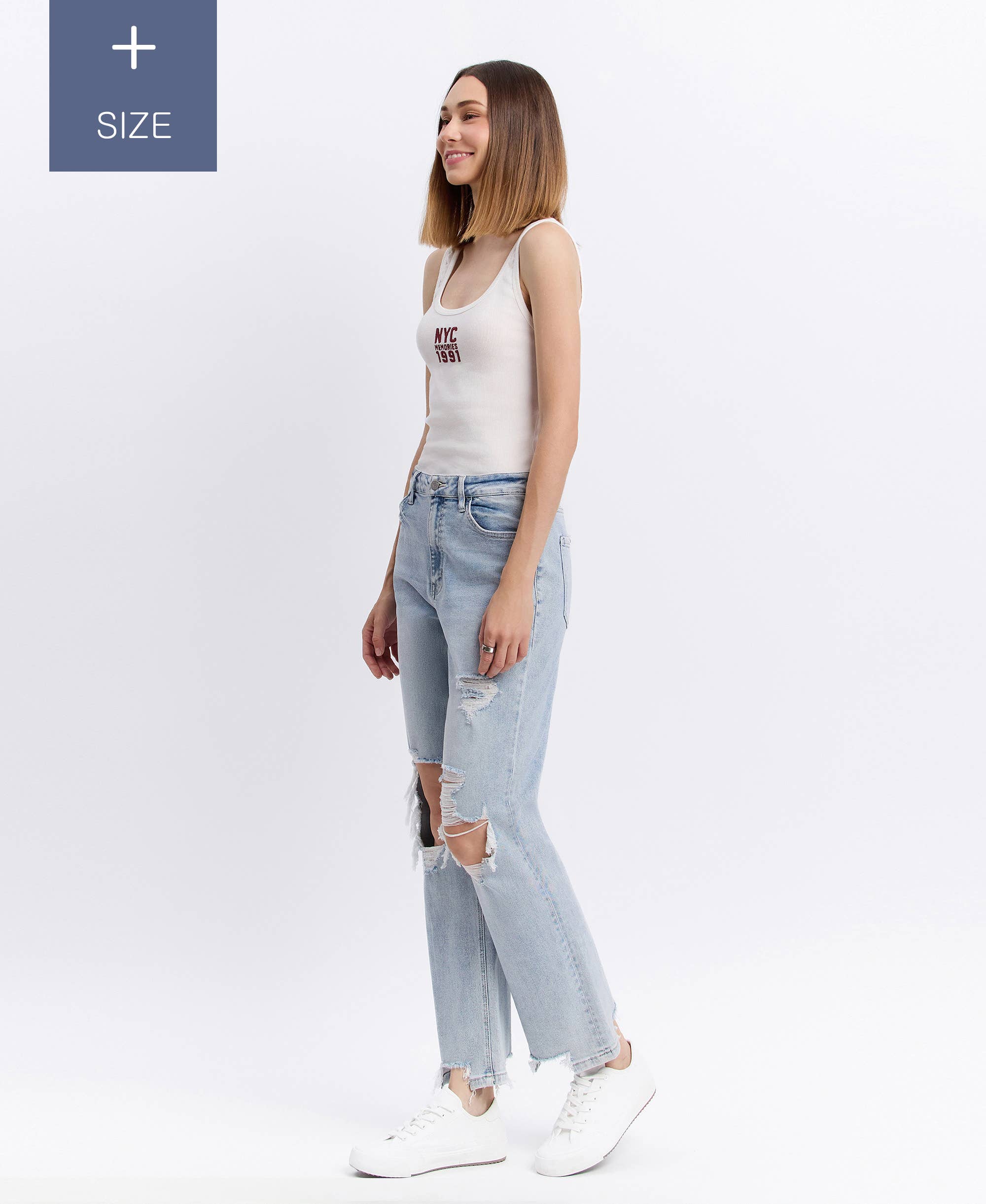 RICH PLUS SIZE 90'S SUPER HIGH RISE STRAIGHT JEANS T5933-P for wholesale on Faire8