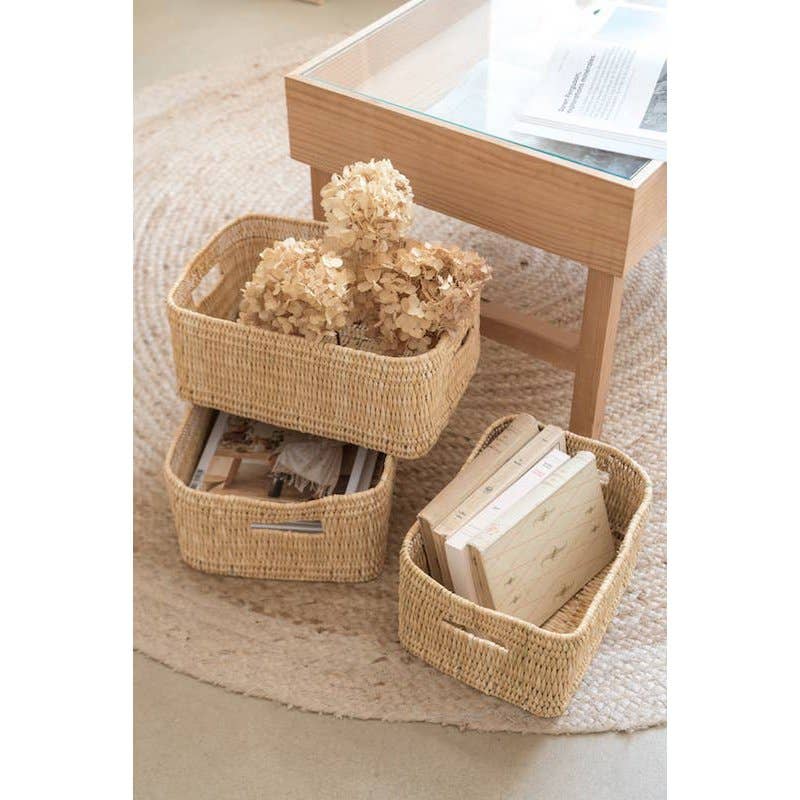 High crafty – wholesale Basket – 🧺 Handwoven Reed Storage Box with Handles – 3 Sizes | Moroc1