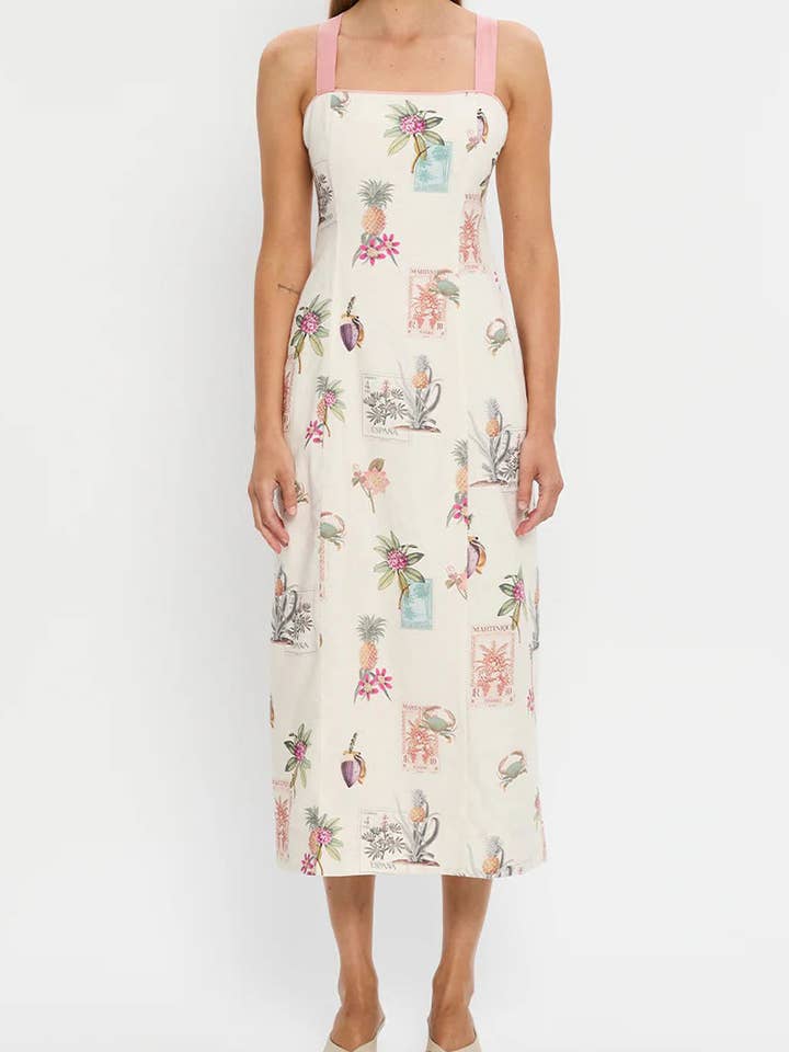 WHITE Tropical Print Vacation Dress for wholesale on Faire2