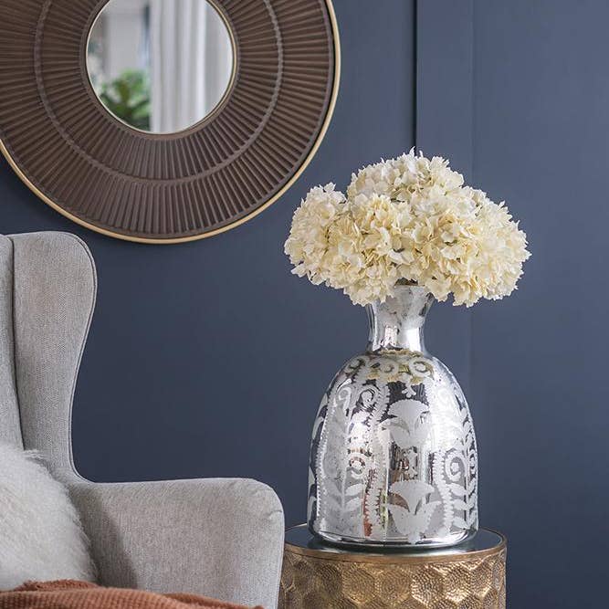 A&B Home Group Inc. - Wholesale Vase - D12x18" Antique Silver Glass Flower Vase Round & Wide4