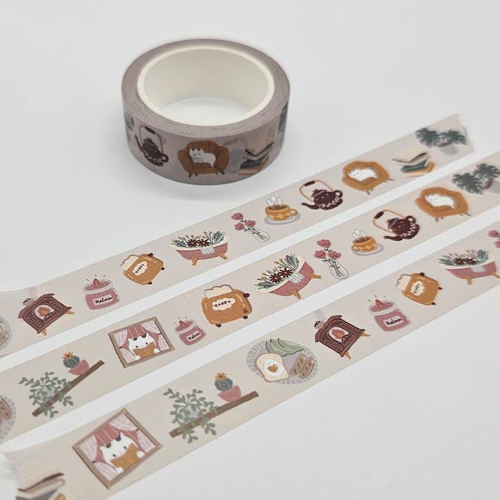 Cozy Cat Home Washi Tape | 15mm x 10m for wholesale by Pineberry Paper