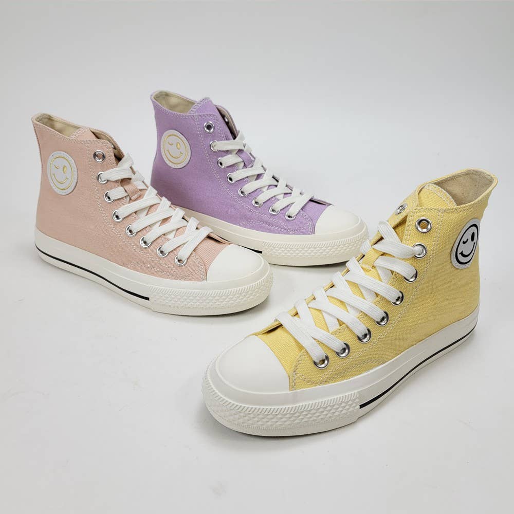 CCOCCI - Vendita all'ingrosso Sneakers di tendenza - Donna - Sneakers alte in tela Hattie con faccina sorridente7