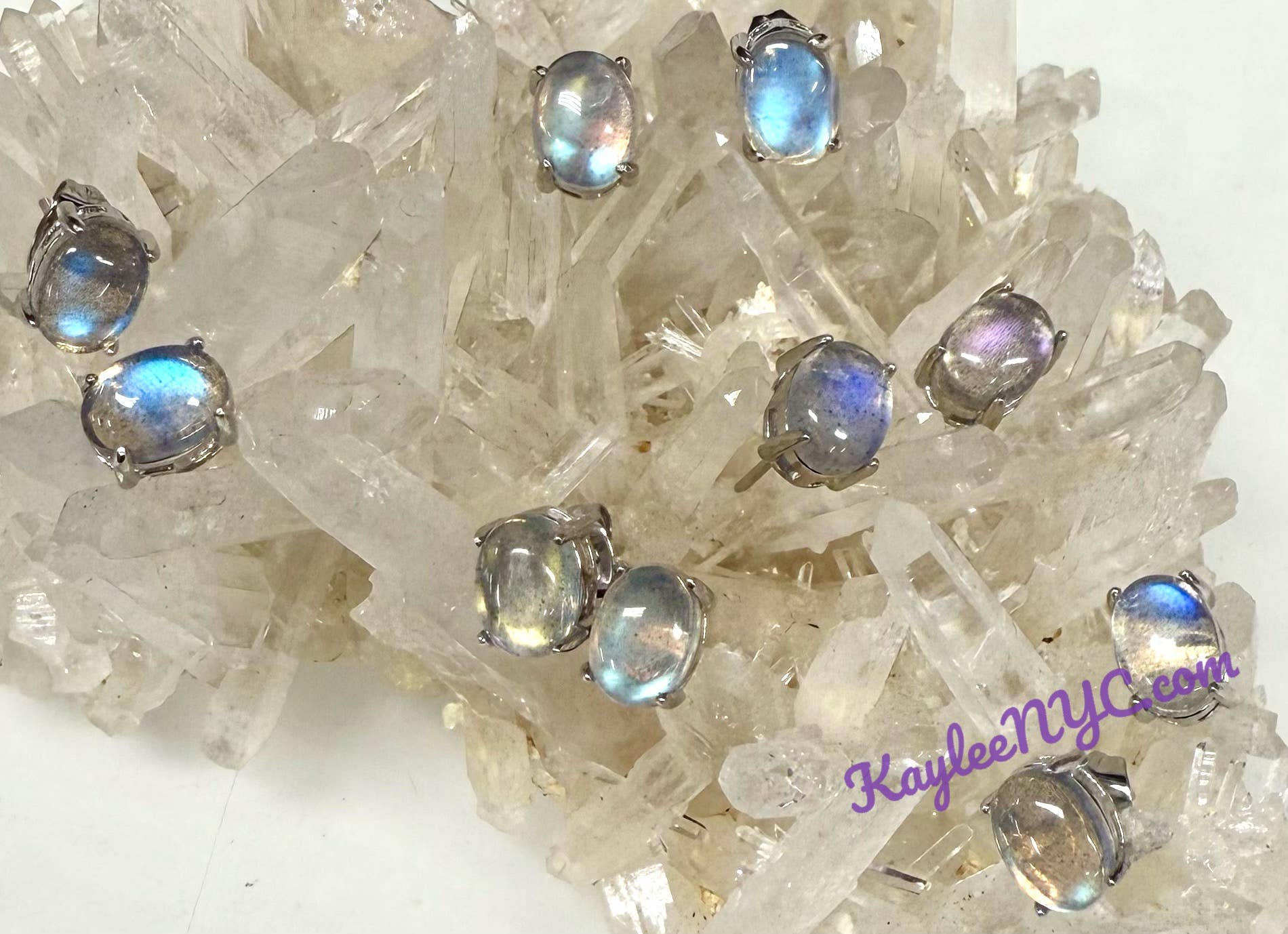 KayleeNYC - Wholesale Stud/Post Earrings - Natural Labradorite sterling Silver925 Earring Studs1